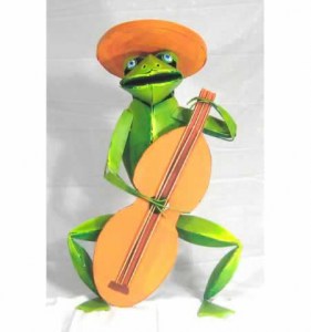 PMA-167       Frog playing Bass 27″ tall